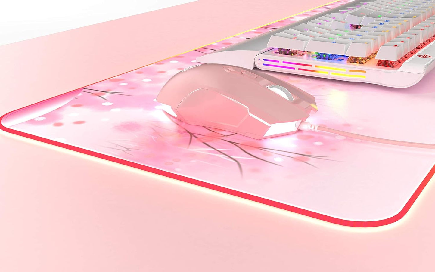 AJ52 Watcher RGB Gaming Mouse, Programmable 7 Buttons, Ergonomic LED Backlit USB Gamer Mice Computer Laptop PC, for Windows Mac OS Linux, Pink